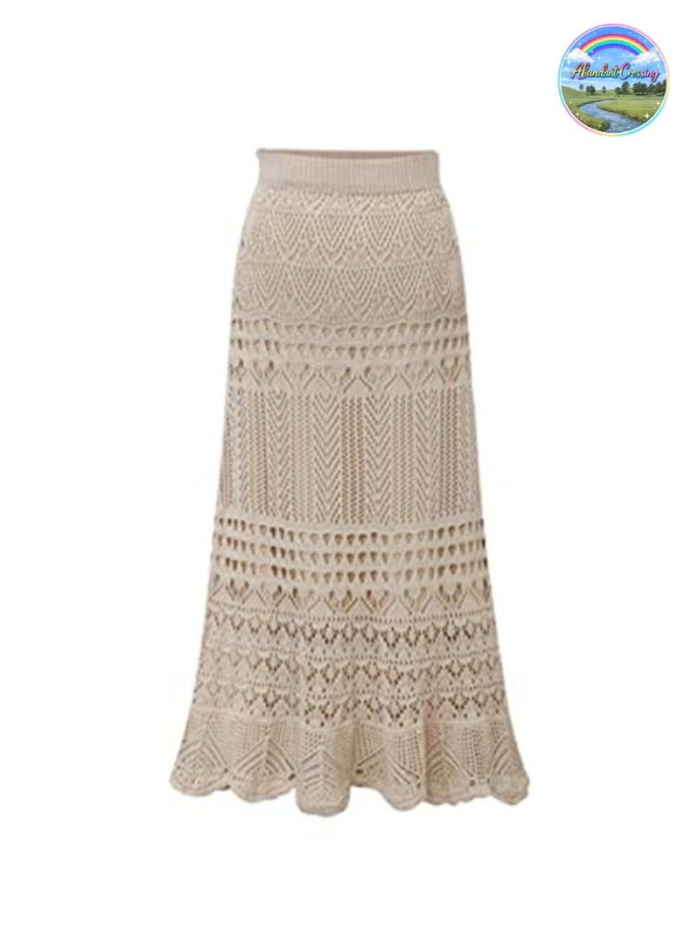 Women's High Waist Crochet Hollow Out Knit Lace Maxi Skirt Boho A-Line